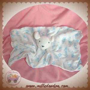 SERGENT MAJOR DOUDOU SOURIS BLANCHE CORPS PLAT BRODERIE BLEU SOS