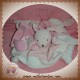 DOUDOU ET COMPAGNIE SOS LAPIN PLAT BLANC ROSE FLEUR TATOO 