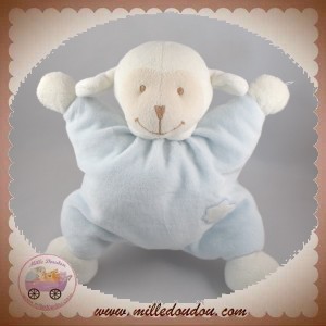 BOUT'CHOU MONOPRIX DOUDOU MOUTON BLANC CORPS QUASI PLAT BLEU SOS