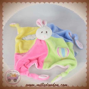 GIPSY DOUDOU LAPIN PLAT MONGOLFIERE ROSE BLEU JAUNE VERT SOS