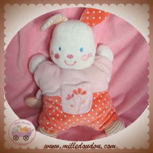 KIABI SOS DOUDOU LAPIN BLANC QUASI PLAT ROSE FLEUR COEUR