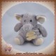 HISTOIRE D'OURS DOUDOU ELEPHANT GRIS 15 cm SOS