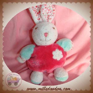 TOODO SOS DOUDOU LAPIN BOULE FLUORESCENT ROSE VERT FLEUR