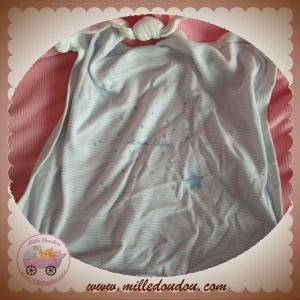 PETIT BATEAU DOUDOU LAPIN PLAT CARRE RAYE BLEU SOS