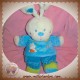 NICOTOY DOUDOU LAPIN BLANC HABIT BLEU ABC SOS