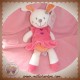 NICOTOY DOUDOU LAPIN BLANC ROBE ROSE COEUR SOS