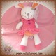 NICOTOY DOUDOU LAPIN BLANC ROBE ROSE COEUR SOS