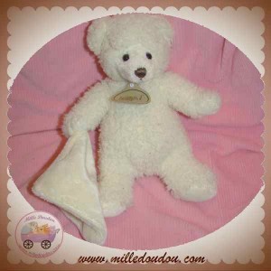 BABYNAT DOUDOU OURS BLANC MOUCHOIR ECRU SOS