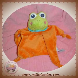 DOUGLAS DOUDOU GRENOUILLE VERTE PLAT ORANGE NOEUD SOS