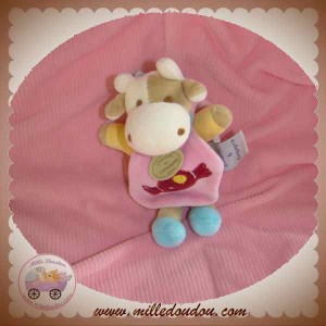 DOUDOU ET COMPAGNIE VACHE CERISE CAPE ROSE ATTACHE TETINE BONBON SOS