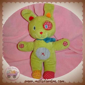 NICOTOY DOUDOU LAPIN CHIEN VERT ROND CROIX SOS