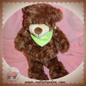 ALTHANS CLUB SOS DOUDOU OURS MARRON BANDANA VERT