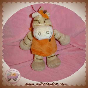 NOUKIE'S DOUDOU GIRAFE ZEBRE MINI MUSICAL BEIGE ORANGE ZAMBA SOS