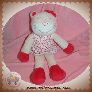 NICOTOY DOUDOU CHAT ROSE ROBE FLEUR ROUGE SOS