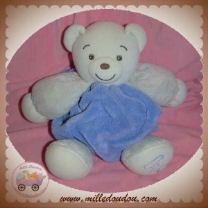 KALOO SOS DOUDOU OURS BLANC PLUME BLEU MAUVE