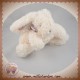 JACADI DOUDOU LAPIN ALLONGE BLANC FLEUR SOS