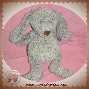 NOUNOURS DOUDOU LAPIN CHIEN BOUCLETTE GRIS VIOLET SOS