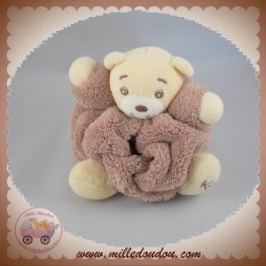 KALOO SOS DOUDOU OURS BLANC PLUME MARRON BEIGE ACCROCHE TETINE 11 C