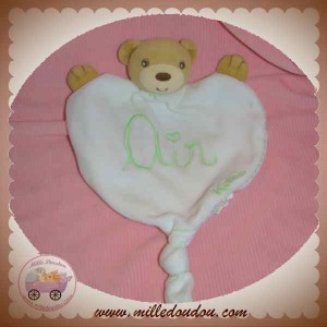 KALOO DOUDOU OURS PLAT BLANC VERT AIR SOS