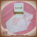 BERLINGOT DOUDOU MOUCHOIR PLAT BLANC ROSE OURS B SOS