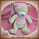 NICOTOY DOUDOU OURS ECRU PULL ROSE ETOILE SOS