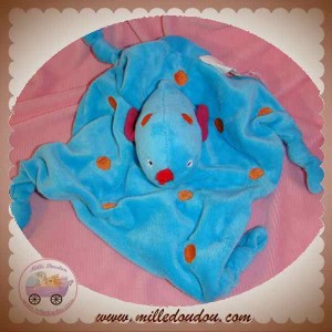 CARRE BLANC DOUDOU OISEAU CARRE PLAT BLEU POIS SOS