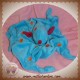 CARRE BLANC DOUDOU OISEAU CARRE PLAT BLEU POIS SOS