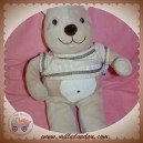 SUCRE D'ORGE DOUDOU OURS BEIGE MARRON PULL ECRU 36 cm SOS