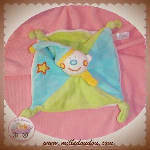 TIGEX DOUDOU OURS LUTIN PLAT VERT BLEU ETOILE SOS