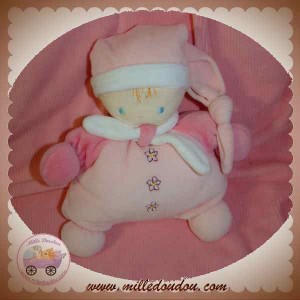 NOUNOURS SOS DOUDOU POUPEE HOCHET ROSE FLEURS