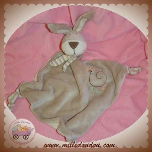 MGM DOUDOU LAPIN PLAT MARRON BEIGE NOEUD SOS