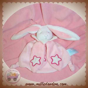 BABYNAT BABY NAT SOS DOUDOU LAPIN BLANC PLAT ROSE ETOILE