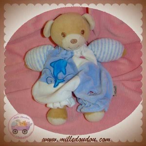 BESTEVER SOS DOUDOU OURS BEIGE HABIT BLEU DAUPHIN