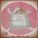 KALOO DOUDOU OURS PLAT TISSU LIN BLANC FLEUR SOS