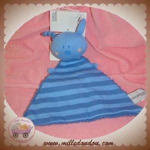 ORCHESTRA DOUDOU LAPIN PLAT RAYE BLEU SOS