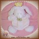 BABYNAT DOUDOU LAPIN PLAT POIL CROIX ROSE SOS