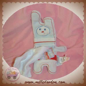 MARESE SOS DOUDOU LAPIN PLAT BLEU MOUCHOIR BLANC