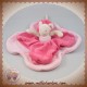 MOULIN ROTY DOUDOU SOURIS GRISE LILA PLAT OVAL ROSE FLEUR FUSHIA SOS