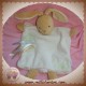 KALOO DOUDOU LAPIN PLAT ECRU BLANC COEUR VERT BONHEUR SOS