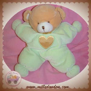 NOUNOURS SOS DOUDOU OURS QUASI PLAT VERT COEUR DORE 