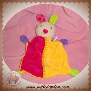 BABY CLUB C&A DOUDOU PETIT LAPIN PLAT FUSHIA ORANGE VERT SOS