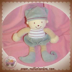 DE BON MATIN DOUDOU LUTIN POUPEE GARCON ECRU GRIS SOS