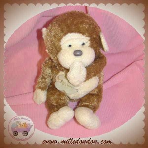 HISTOIRE D'OURS SOS DOUDOU SINGE MARRON ECRU AIMANTE