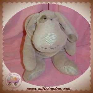 SIA SOS DOUDOU CHIEN BEIGE GRIS VICHY TISSU