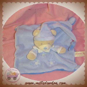 NICOTOY DOUDOU OURS PLAT BLEU LUNE ETOILE SOS