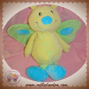 ANNA CLUB PLUSH DOUDOU PAPILLON JAUNE VERT BLEU SOS