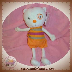 CREATIVTOYS DOUDOU CHAT OURS BLANC HABIT ORANGE SOS