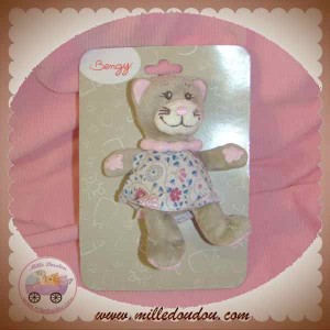 BENGY DOUDOU CHAT GRIS ROSE ROBE TISSU MARIANNE SOS