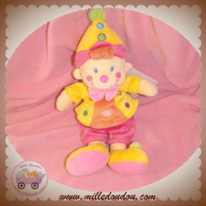 NICOTOY SOS DOUDOU CLOWN LUTIN POUPEE HABIT JAUNE ROSE KIABI