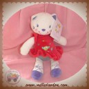 NICOTOY DOUDOU CHAT OURS BLANC ROBE ROUGE OISEAU SOS